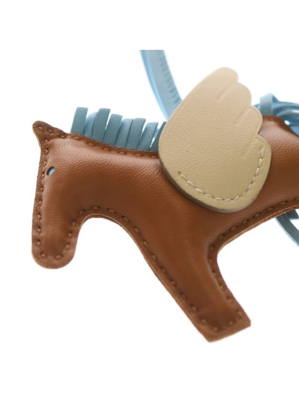 ★SOLD★ Hermes Pegasus Charm PM Gold Celeste Cles Agno Milo Bag Brown Light Blue - Picture 6 of 6